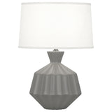 Robert Abbey Matte Smokey Taupe Orion Table Lamp Matte Smoky Taupe Glazed Ceramic Oyster Linen Shade With Self Fabric Top Diffuser