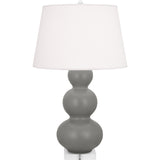 Robert Abbey Matte Smokey Taupe Triple Gourd Table Lamp Matte Smoky Taupe Glazed Ceramic with Lucite Base Pearl Dupioni Fabric Shade