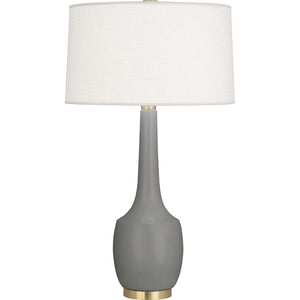 Robert Abbey Matte Smokey Taupe Delilah Table Lamp Matte Smokey Taupe Glazed Ceramic Oyster Linen Shade With Self-Fabric Top And Bottom Diffuser