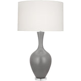 Robert Abbey Matte Smokey Taupe Audrey Table Lamp Matte Smokey Taupe Glazed Ceramic Fondine Fabric Shade