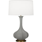 Robert Abbey Matte Smokey Taupe Pike Table Lamp Matte Smoky Taupe Glazed Ceramic with Aged Brass Accents Pearl Dupoini Fabric Shade