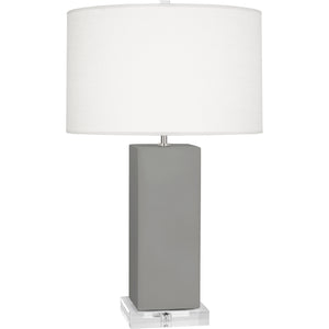 Robert Abbey Matte Smokey Taupe Harvey Table Lamp Matte Smoky Taupe Glazed Ceramic Oyster Linen Shade