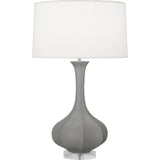 Robert Abbey Matte Smokey Taupe Pike Table Lamp MatteSmoky Taupe Glazed Ceramic with Lucite Base Pearl Dupoini Fabric Shade