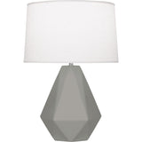 Robert Abbey Matte Smokey Taupe Delta Table Lamp Matte Smoky Taupe Glazed Ceramic with Polished Nickel Accents Oyster Linen Shade