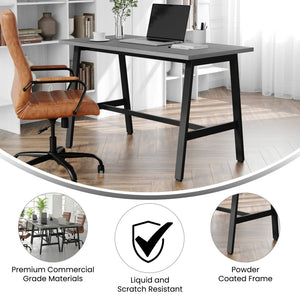 English Elm Redmond Commercial Conference Table - Durable Double-Sided Laminate Top with Heavy-Duty Steel Base Gray Oak 24"W x 48"D x 30"H MT-M4824-LTGRY-ABF-GG