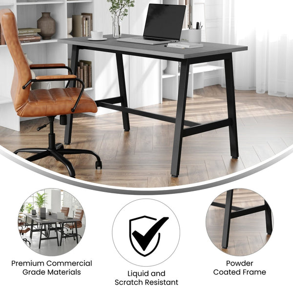 English Elm Redmond Commercial Conference Table - Durable Double-Sided Laminate Top with Heavy-Duty Steel Base Gray Oak 24"W x 48"D x 30"H MT-M4824-LTGRY-ABF-GG