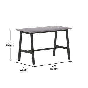 English Elm Redmond Commercial Conference Table - Durable Double-Sided Laminate Top with Heavy-Duty Steel Base Gray Oak 24"W x 48"D x 30"H MT-M4824-LTGRY-ABF-GG