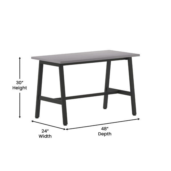 English Elm Redmond Commercial Conference Table - Durable Double-Sided Laminate Top with Heavy-Duty Steel Base Gray Oak 24"W x 48"D x 30"H MT-M4824-LTGRY-ABF-GG