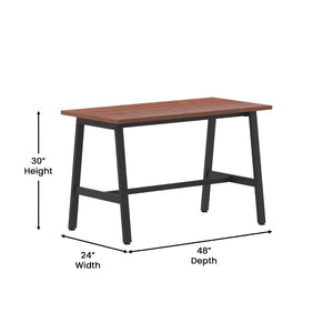 English Elm Redmond Commercial Conference Table - Durable Double-Sided Laminate Top with Heavy-Duty Steel Base Walnut 24"W x 48"D x 30"H MT-M4824-WLT-ABF-GG