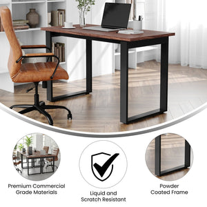 English Elm Redmond Commercial Conference Table with Durable Double-Sided Laminate Top & Heavy-Duty Steel Base Walnut 24"W x 48"D x 30"H MT-M4824-WLT-UBF-GG