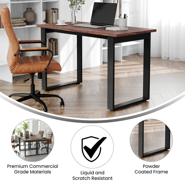 English Elm Redmond Commercial Conference Table with Durable Double-Sided Laminate Top & Heavy-Duty Steel Base Walnut 24"W x 48"D x 30"H MT-M4824-WLT-UBF-GG