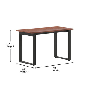 English Elm Redmond Commercial Conference Table with Durable Double-Sided Laminate Top & Heavy-Duty Steel Base Walnut 24"W x 48"D x 30"H MT-M4824-WLT-UBF-GG