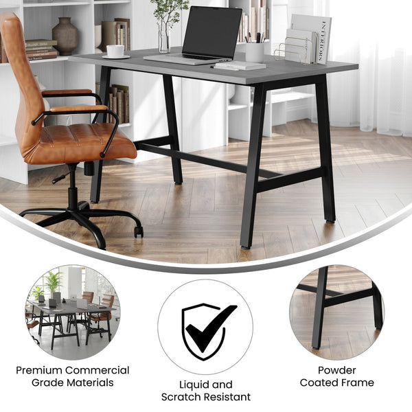 English Elm Redmond Commercial Conference Table with Durable Laminate Top, Heavy-Duty Steel Base for Meetings Gray Oak 30"W x 48"D x 30"H MT-M4830-LTGRY-ABF-GG