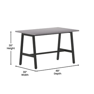 English Elm Redmond Commercial Conference Table with Durable Laminate Top, Heavy-Duty Steel Base for Meetings Gray Oak 30"W x 48"D x 30"H MT-M4830-LTGRY-ABF-GG