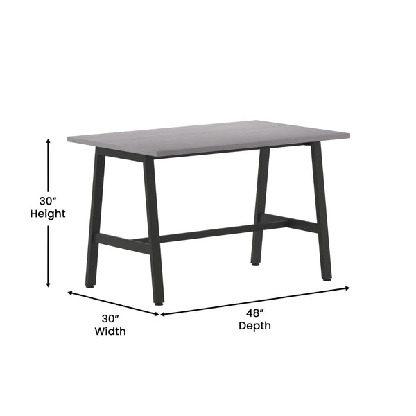 English Elm Redmond Commercial Conference Table with Durable Laminate Top, Heavy-Duty Steel Base for Meetings Gray Oak 30"W x 48"D x 30"H MT-M4830-LTGRY-ABF-GG