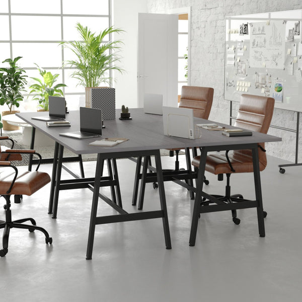 English Elm Redmond Commercial Conference Table with Durable Laminate Top, Heavy-Duty Steel Base for Meetings Gray Oak 30"W x 48"D x 30"H MT-M4830-LTGRY-ABF-GG