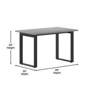English Elm Redmond Commercial Conference Table - Durable Laminate Top, Heavy-Duty Steel Base, Quick Assembly Support Gray Oak 30"W x 48"D x 30"H MT-M4830-LTGRY-UBF-GG