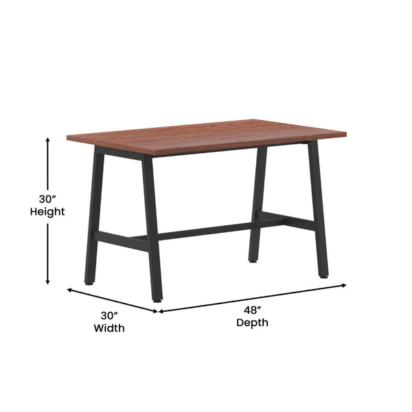 English Elm Redmond Commercial Conference Table with Durable Laminate Top, Heavy-Duty Steel Base for Meetings Walnut 30"W x 48"D x 30"H MT-M4830-WLT-ABF-GG