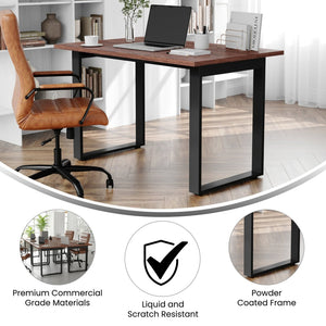 English Elm Redmond Commercial Conference Table - Durable Laminate Top, Heavy-Duty Steel Base, Quick Assembly Support Walnut 30"W x 48"D x 30"H MT-M4830-WLT-UBF-GG