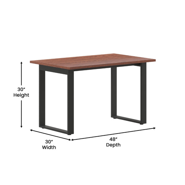 English Elm Redmond Commercial Conference Table - Durable Laminate Top, Heavy-Duty Steel Base, Quick Assembly Support Walnut 30"W x 48"D x 30"H MT-M4830-WLT-UBF-GG