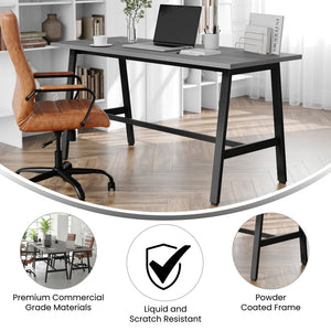 English Elm Redmond Commercial Conference Table - Durable Laminate Top, Heavy-Duty Steel Base for Professional Spaces Gray Oak 24"W x 60"D x 30"H MT-M6024-LTGRY-ABF-GG