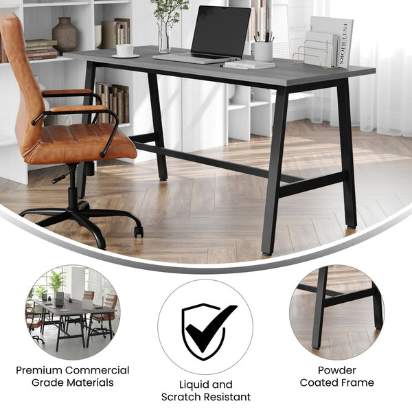 English Elm Redmond Commercial Conference Table - Durable Laminate Top, Heavy-Duty Steel Base for Professional Spaces Gray Oak 24"W x 60"D x 30"H MT-M6024-LTGRY-ABF-GG