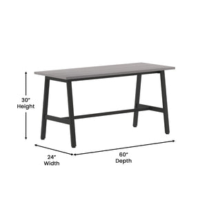 English Elm Redmond Commercial Conference Table - Durable Laminate Top, Heavy-Duty Steel Base for Professional Spaces Gray Oak 24"W x 60"D x 30"H MT-M6024-LTGRY-ABF-GG