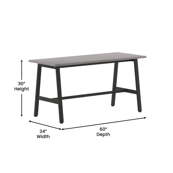 English Elm Redmond Commercial Conference Table - Durable Laminate Top, Heavy-Duty Steel Base for Professional Spaces Gray Oak 24"W x 60"D x 30"H MT-M6024-LTGRY-ABF-GG