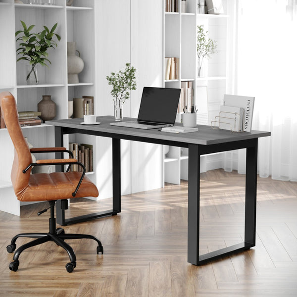 English Elm Redmond Professional Conference Table with Durable Laminate Top and Heavy-Duty Steel Base for Meetings Gray Oak 24"W x 60"D x 30"H MT-M6024-LTGRY-UBF-GG