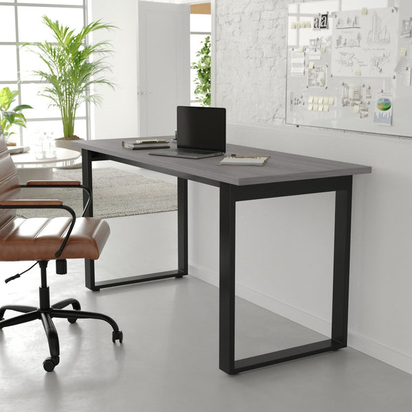 English Elm Redmond Professional Conference Table with Durable Laminate Top and Heavy-Duty Steel Base for Meetings Gray Oak 24"W x 60"D x 30"H MT-M6024-LTGRY-UBF-GG