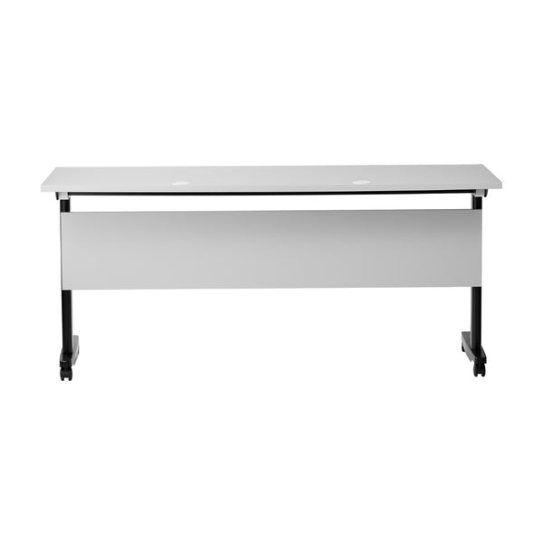 English Elm Palmer Heavy-Duty 60" Nesting Flip Training Table with Cable Management for Versatile Workspace Solutions Gray Top/Black Frame 23.5" W x 60"L MT-M6024-T-LEG-GRYBLK-GG