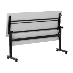 English Elm Palmer Heavy-Duty 60" Nesting Flip Training Table with Cable Management for Versatile Workspace Solutions Gray Top/Black Frame 23.5" W x 60"L MT-M6024-T-LEG-GRYBLK-GG