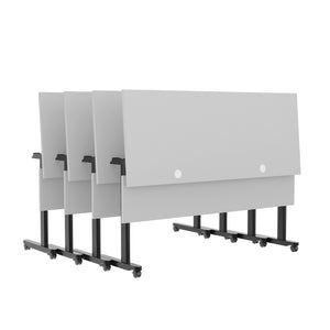 English Elm Palmer Heavy-Duty 60" Nesting Flip Training Table with Cable Management for Versatile Workspace Solutions Gray Top/Black Frame 23.5" W x 60"L MT-M6024-T-LEG-GRYBLK-GG