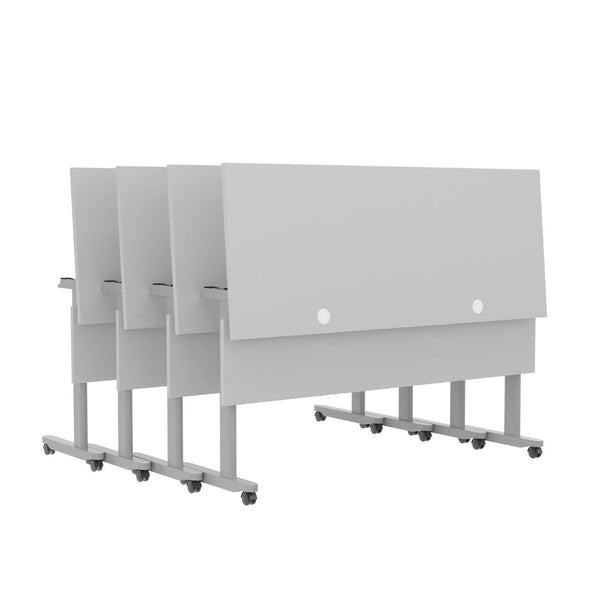 English Elm Palmer Heavy-Duty 60" Nesting Flip Training Table with Cable Management for Versatile Workspace Solutions Gray Top/Gray Frame 23.5" W x 60"L MT-M6024-T-LEG-GRYGRY-GG