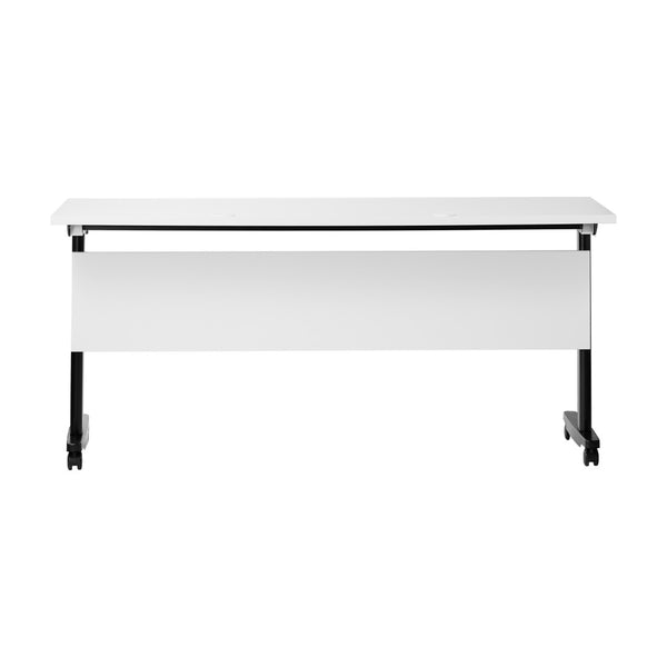 English Elm Palmer Heavy-Duty 60" Nesting Flip Training Table with Cable Management for Versatile Workspace Solutions White Top/Black Frame 23.5" W x 60"L MT-M6024-T-LEG-WHTBLK-GG