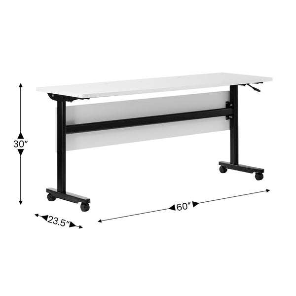 English Elm Palmer Heavy-Duty 60" Nesting Flip Training Table with Cable Management for Versatile Workspace Solutions White Top/Black Frame 23.5" W x 60"L MT-M6024-T-LEG-WHTBLK-GG