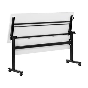 English Elm Palmer Heavy-Duty 60" Nesting Flip Training Table with Cable Management for Versatile Workspace Solutions White Top/Black Frame 23.5" W x 60"L MT-M6024-T-LEG-WHTBLK-GG