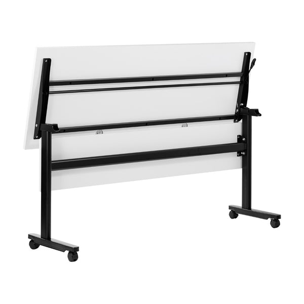 English Elm Palmer Heavy-Duty 60" Nesting Flip Training Table with Cable Management for Versatile Workspace Solutions White Top/Black Frame 23.5" W x 60"L MT-M6024-T-LEG-WHTBLK-GG