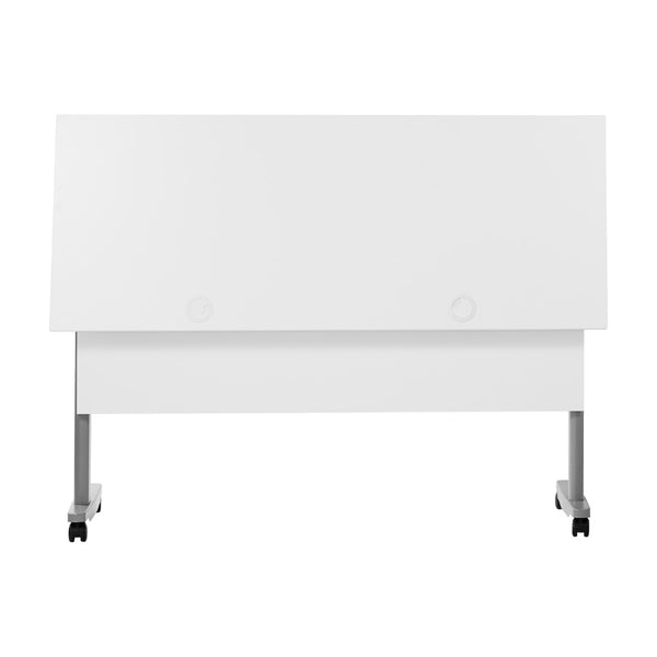English Elm Palmer Heavy-Duty 60" Nesting Flip Training Table with Cable Management for Versatile Workspace Solutions White Top/Gray Frame 23.5" W x 60"L MT-M6024-T-LEG-WHTGRY-GG