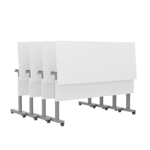 English Elm Palmer Heavy-Duty 60" Nesting Flip Training Table with Cable Management for Versatile Workspace Solutions White Top/Gray Frame 23.5" W x 60"L MT-M6024-T-LEG-WHTGRY-GG