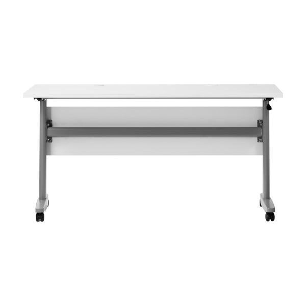 English Elm Palmer Heavy-Duty 60" Nesting Flip Training Table with Cable Management for Versatile Workspace Solutions White Top/Gray Frame 23.5" W x 60"L MT-M6024-T-LEG-WHTGRY-GG
