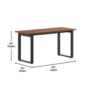 English Elm Redmond Professional Conference Table with Durable Laminate Top and Heavy-Duty Steel Base for Meetings Walnut 24"W x 60"D x 30"H MT-M6024-WLT-UBF-GG