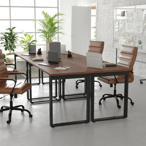 English Elm Redmond Professional Conference Table with Durable Laminate Top and Heavy-Duty Steel Base for Meetings Walnut 24"W x 60"D x 30"H MT-M6024-WLT-UBF-GG