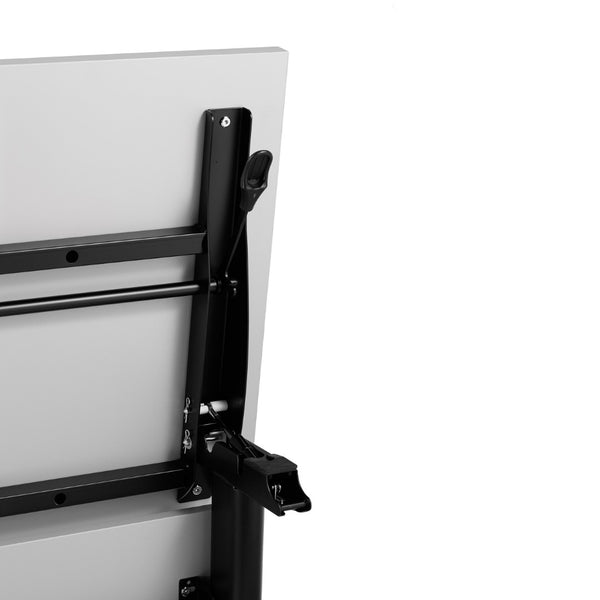 English Elm Davis Heavy-Duty Flip Training Table with Nesting Design, Cable Management & Modesty Panel for Versatility Gray Top/Black Frame 23.5" W x 60"L MT-M6024-Y-LEG-GRYBLK-GG