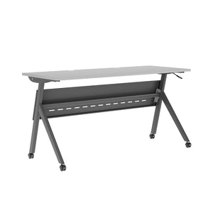 English Elm Davis Heavy-Duty Flip Training Table with Nesting Design, Cable Management & Modesty Panel for Versatility Gray Top/Gray Frame 23.5" W x 60"L MT-M6024-Y-LEG-GRYGRY-GG