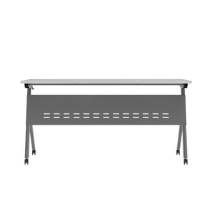 English Elm Davis Heavy-Duty Flip Training Table with Nesting Design, Cable Management & Modesty Panel for Versatility Gray Top/Gray Frame 23.5" W x 60"L MT-M6024-Y-LEG-GRYGRY-GG