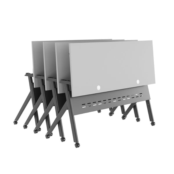 English Elm Davis Heavy-Duty Flip Training Table with Nesting Design, Cable Management & Modesty Panel for Versatility Gray Top/Gray Frame 23.5" W x 60"L MT-M6024-Y-LEG-GRYGRY-GG