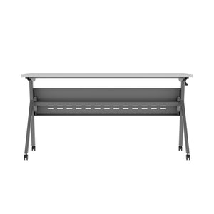 English Elm Davis Heavy-Duty Flip Training Table with Nesting Design, Cable Management & Modesty Panel for Versatility Gray Top/Gray Frame 23.5" W x 60"L MT-M6024-Y-LEG-GRYGRY-GG