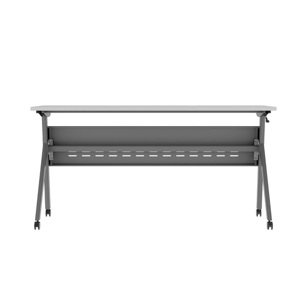 English Elm Davis Heavy-Duty Flip Training Table with Nesting Design, Cable Management & Modesty Panel for Versatility Gray Top/Gray Frame 23.5" W x 60"L MT-M6024-Y-LEG-GRYGRY-GG