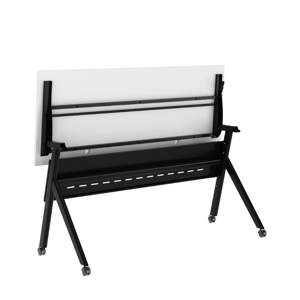 English Elm Davis Heavy-Duty Flip Training Table with Nesting Design, Cable Management & Modesty Panel for Versatility White Top/Black Frame 23.5" W x 60"L MT-M6024-Y-LEG-WHTBLK-GG
